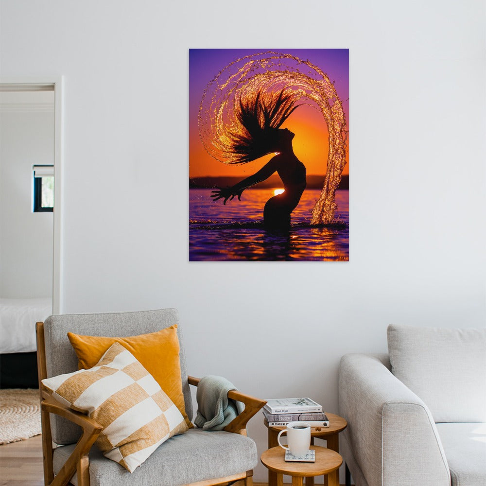 Dancer jump from water sunset Frame
