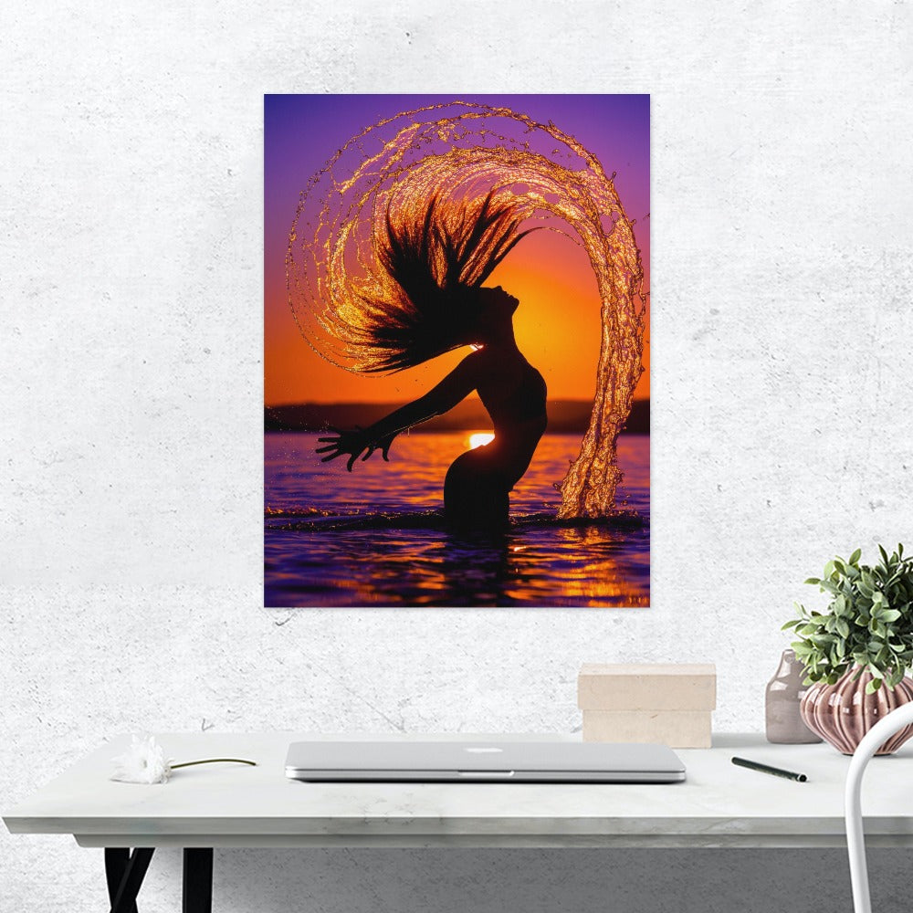 Dancer jump from water sunset Frame