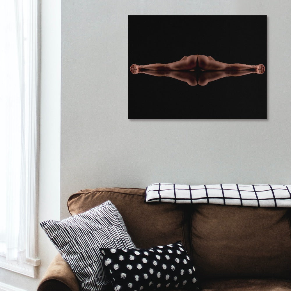 Nude Dancer Body Split on Mirror Frame