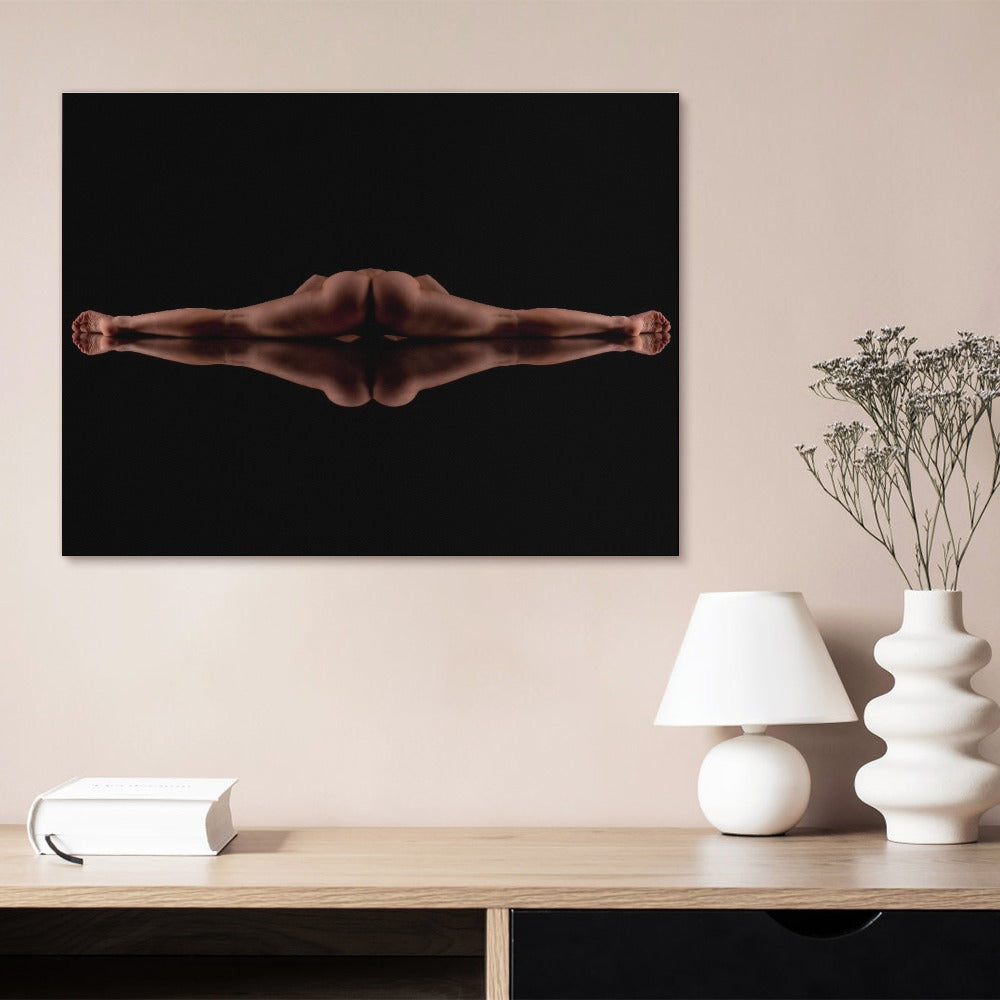 Nude Dancer Body Split on Mirror Frame