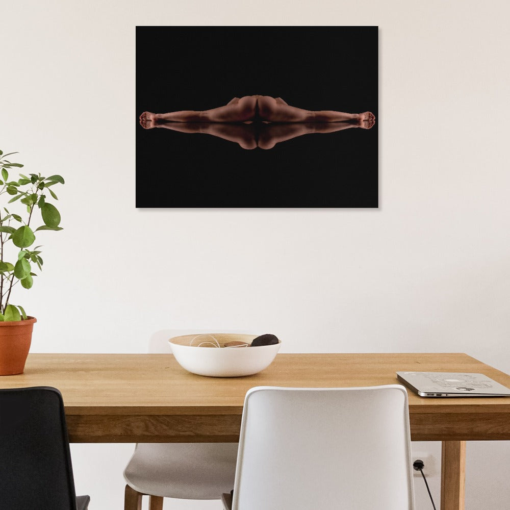 Nude Dancer Body Split on Mirror Frame
