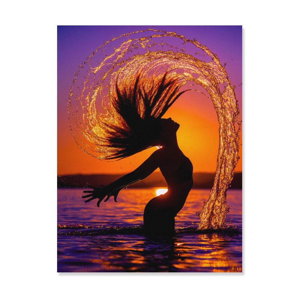 Dancer jump from water sunset Frame