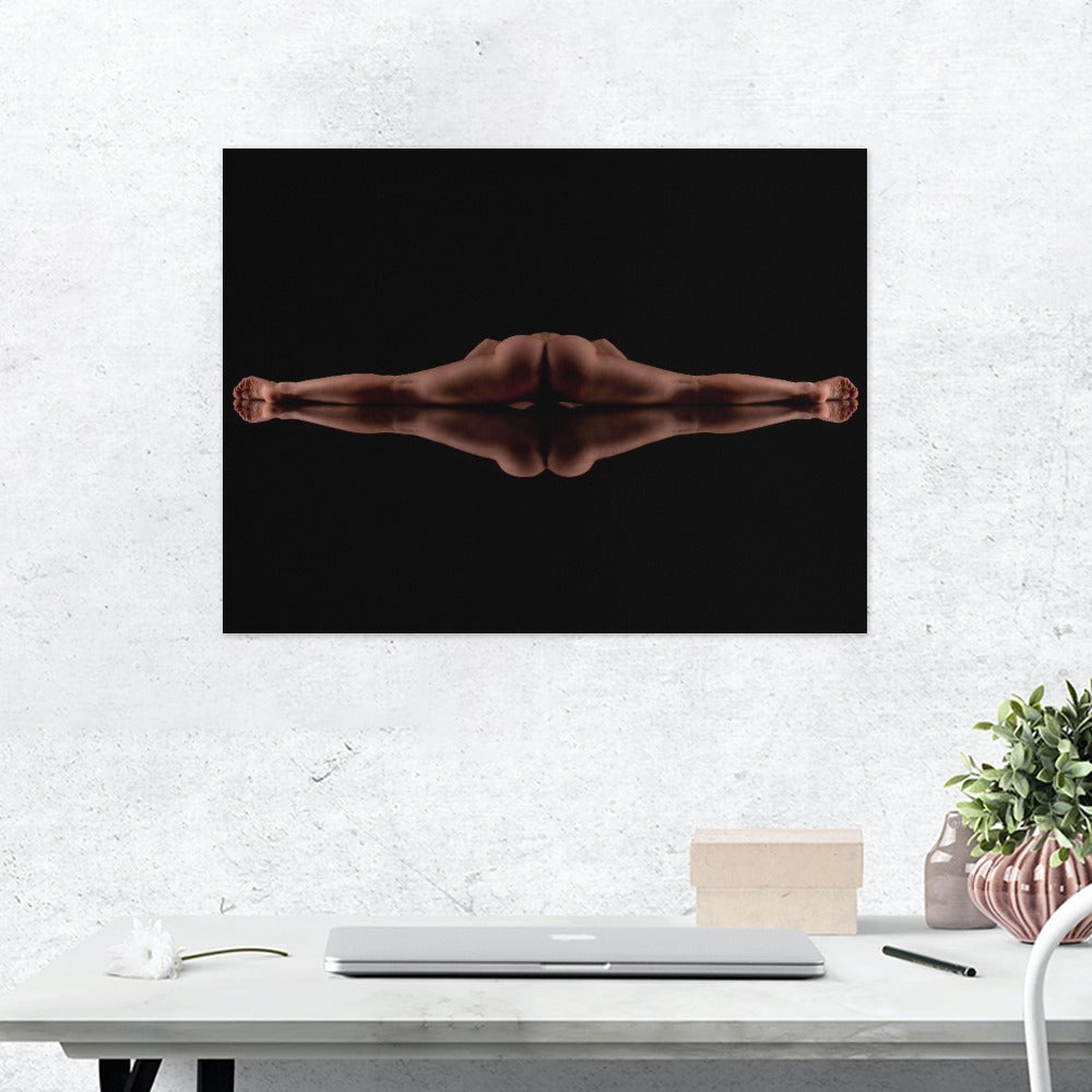 Nude Dancer Body Split on Mirror Frame