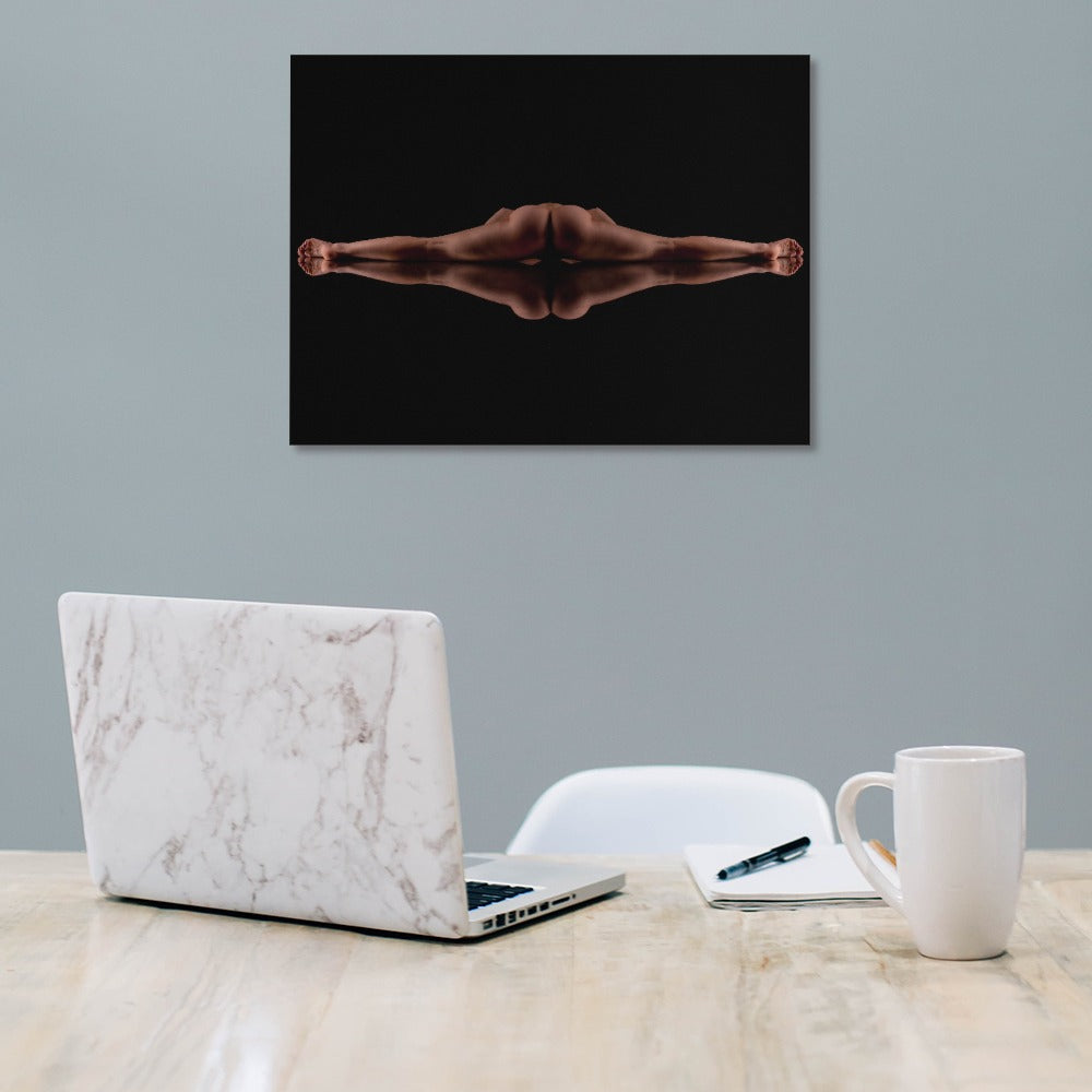 Nude Dancer Body Split on Mirror Frame