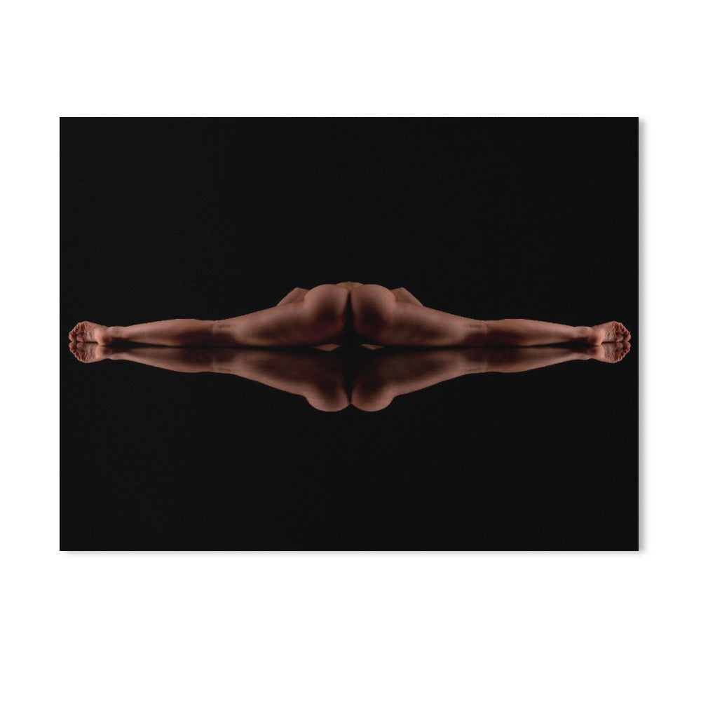 Nude Dancer Body Split on Mirror Frame