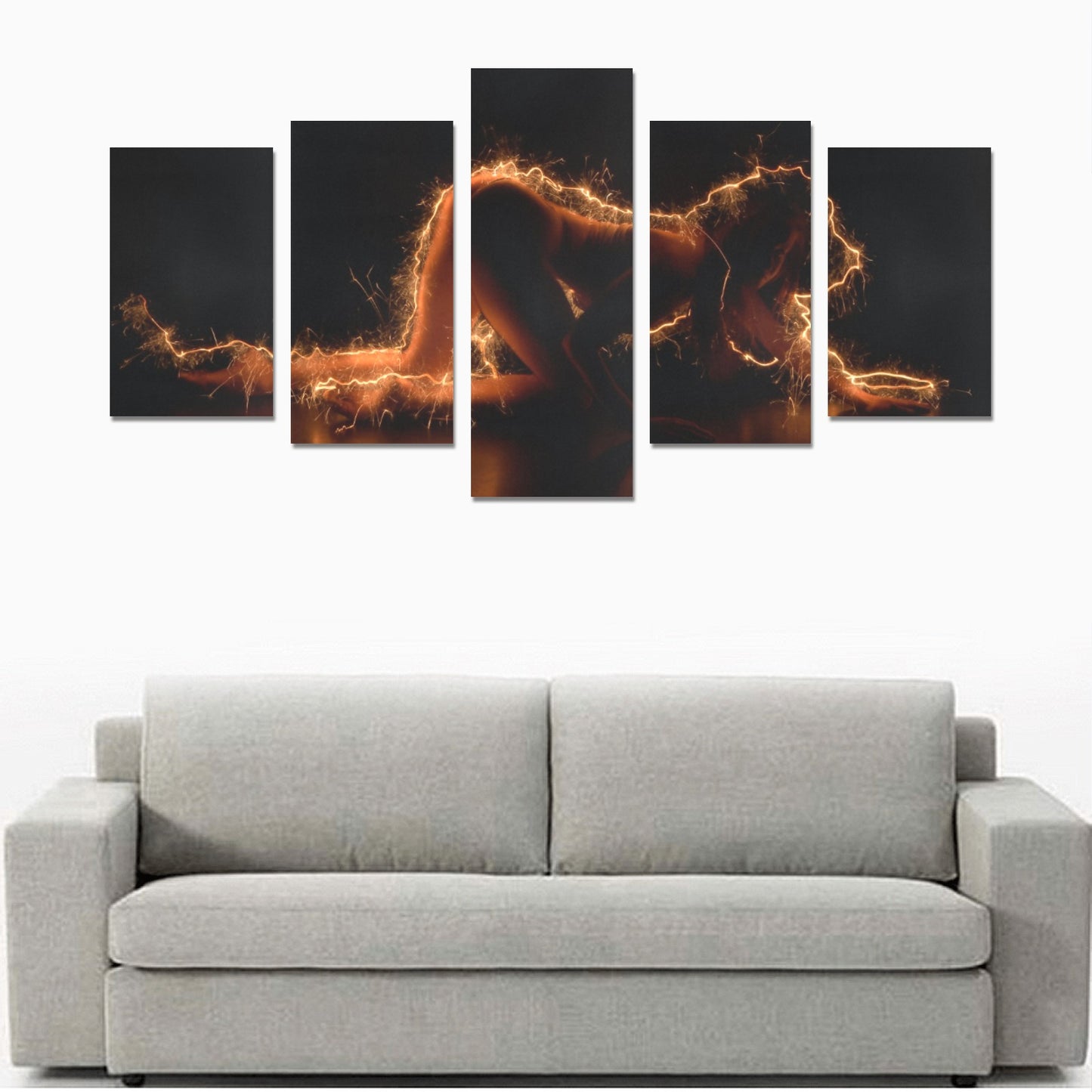 Dancer on knees covered with sparks - Canvas Wall Art Prints (No Frame) 5-Pieces