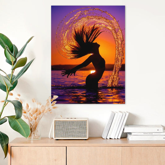 Dancer jump from water sunset Frame