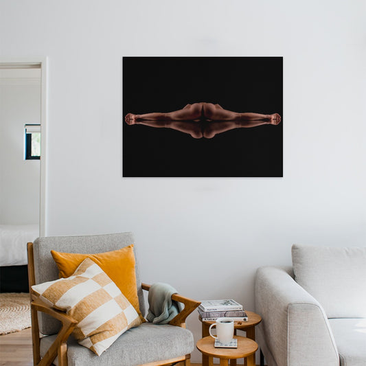 Nude Dancer Body Split on Mirror Frame