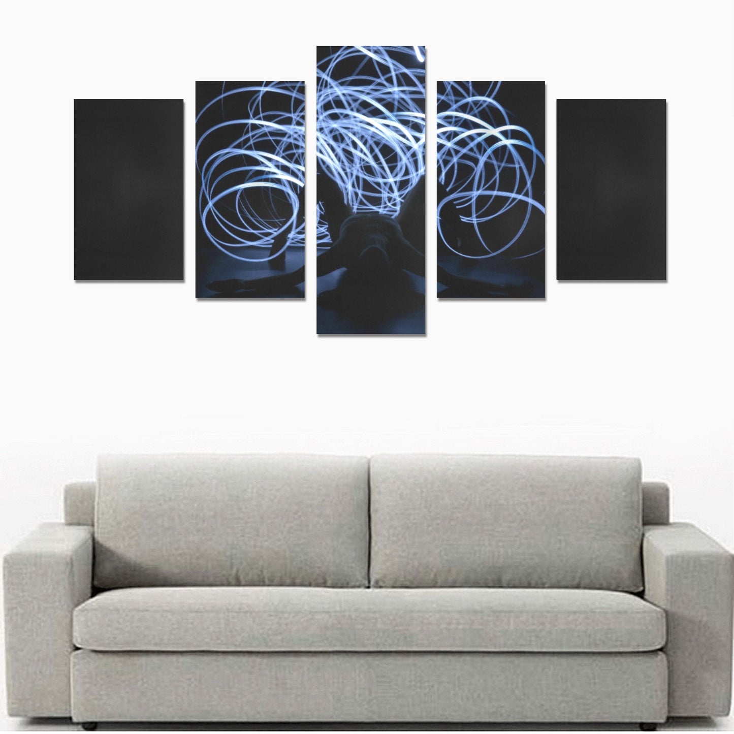 Dancer laying back in front of lights - Canvas Wall Art Prints 5-Pieces